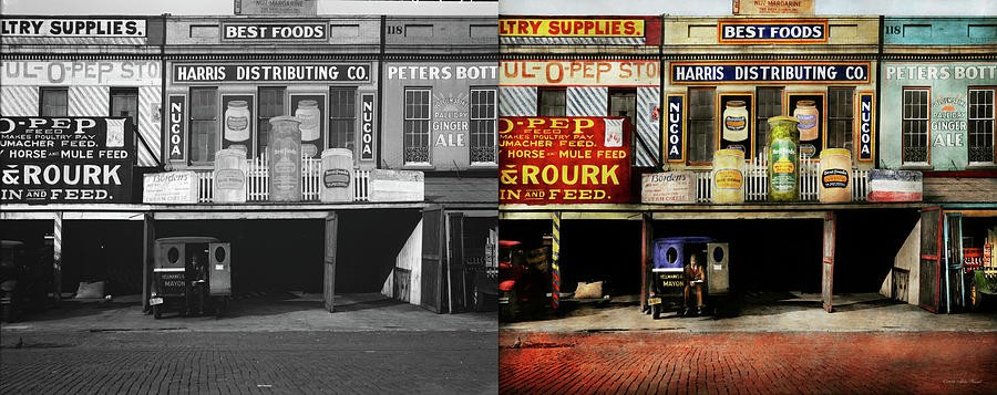 Architecture Photograph - Americana - Signs - Feeding time 1936 - Side by Side by Mike Savad