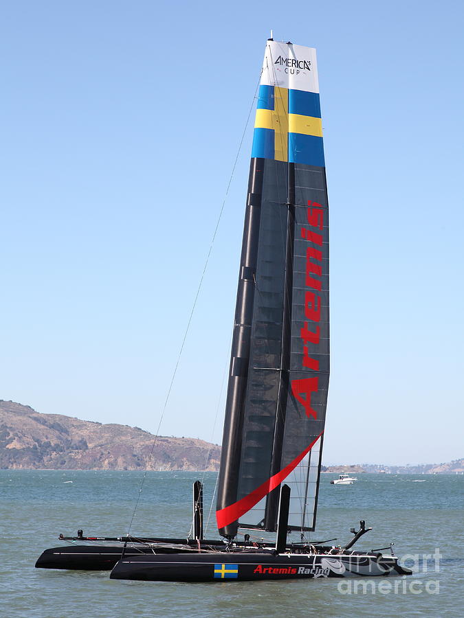 Americas Cup in San Francisco - Sweden Artemis Racing Red Sailboat - 5D18249 Photograph by Wingsdomain Art and Photography