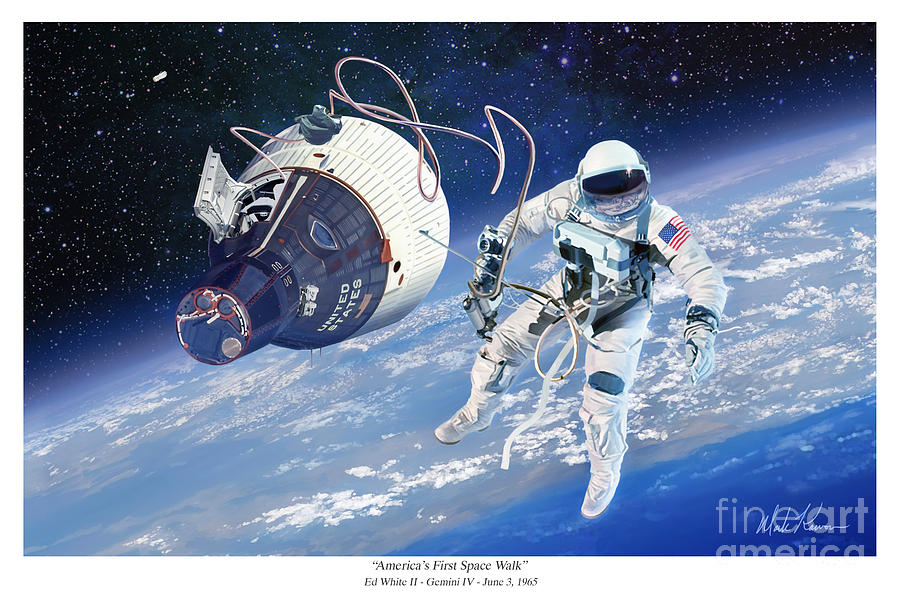 Space Painting - Americas First Space Walk by Mark Karvon