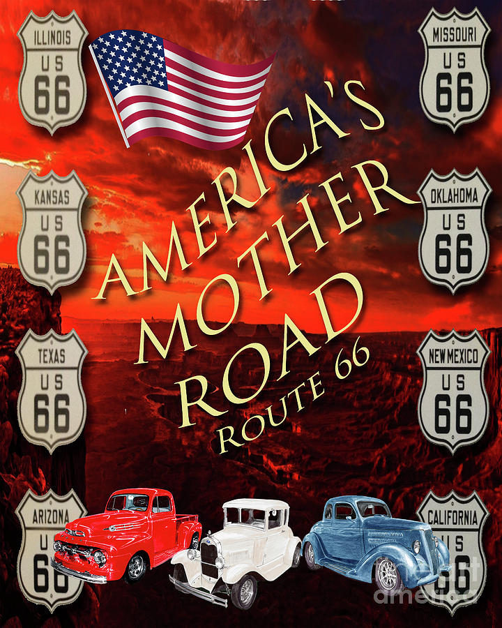 Americas Mother Road route 66 Digital Art by Jack Pumphrey