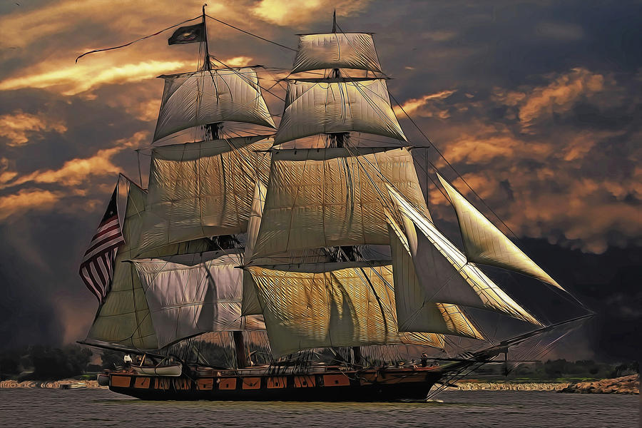 Americas Ship Painting by Harry Warrick