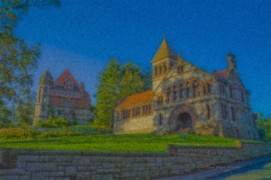 Ames Hall and Ames Free Library Painting by Bill McEntee