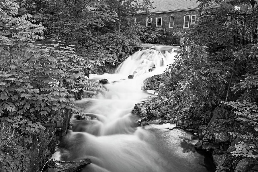 Amesbury MA Waterfall Powwow River LE Black and White Photograph by Toby McGuire