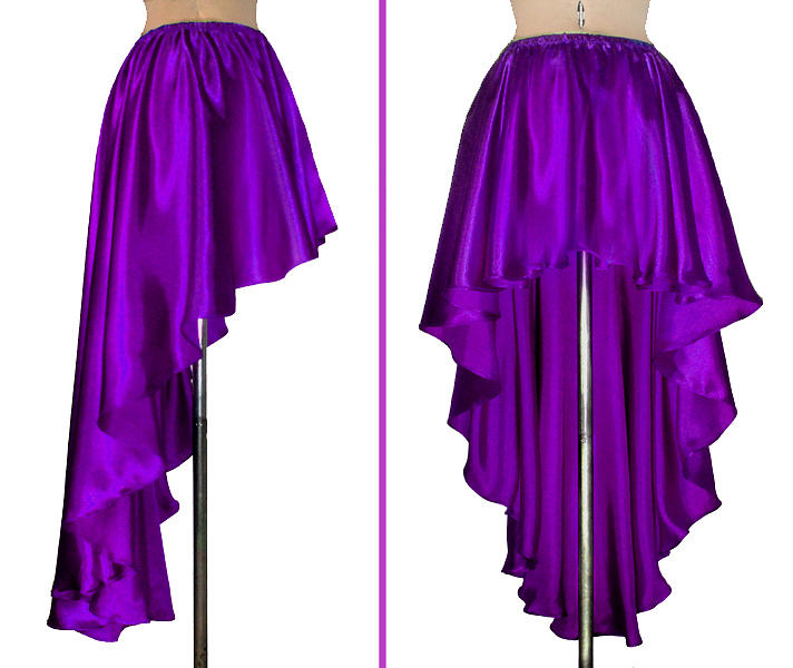 Purple Photograph - Ameynra fashion purple satin high low skirt by Sofia Goldberg