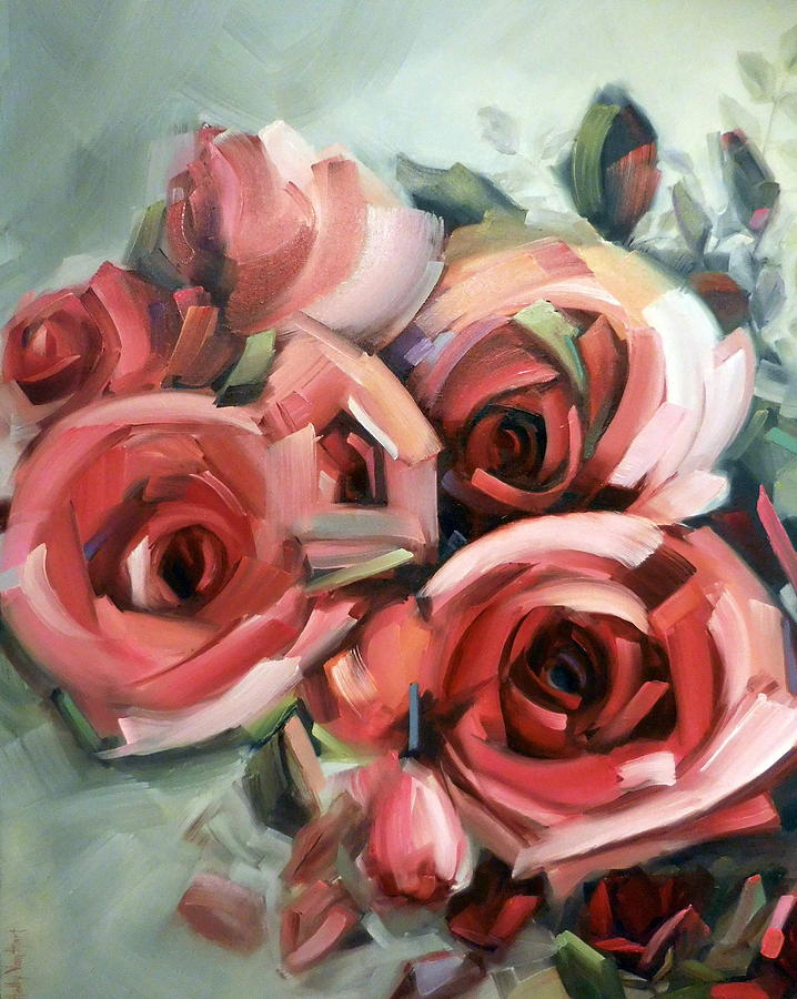 Amid the Scent of Roses Painting by Holly Van Hart