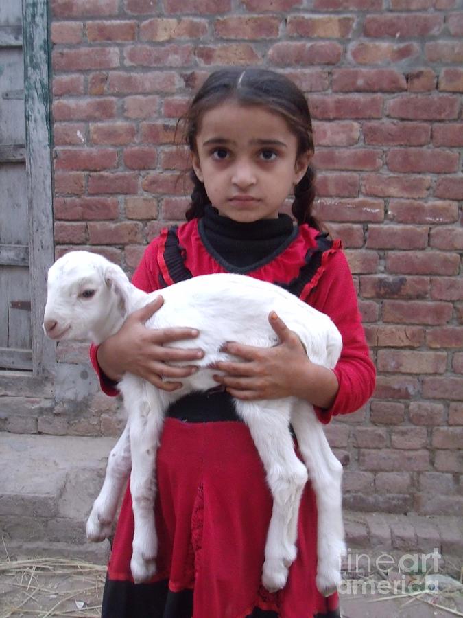 Animal Photograph - Amina and her goat by Bobby Dar