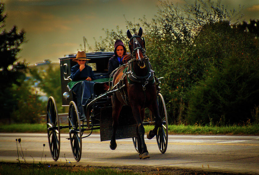 Amish Buggy Mom and Son Photograph by Steve Schrock - Pixels