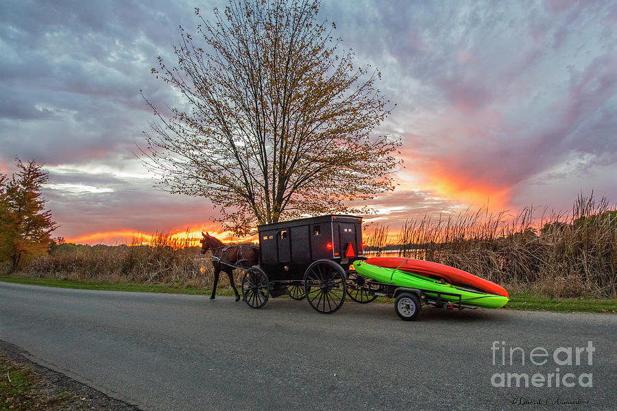 Amish Buggy with Kayaks at Sunset Photograph by David Arment