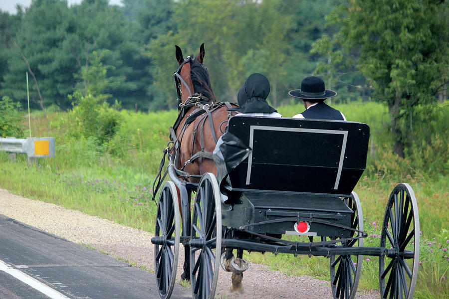 Amish Couple Buggy Ride Photograph by Brook Burling