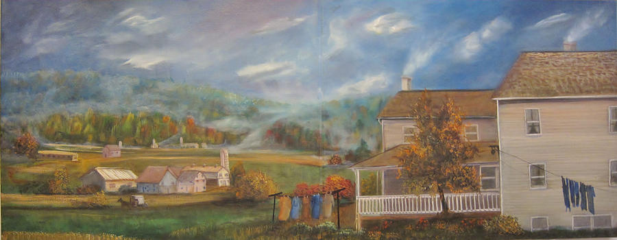 Amish Farm Painting by Sherry Strong