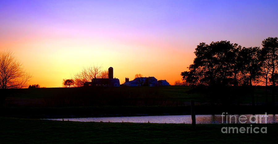 Sunset Photograph - Amish Farm Sunset by Olivier Le Queinec