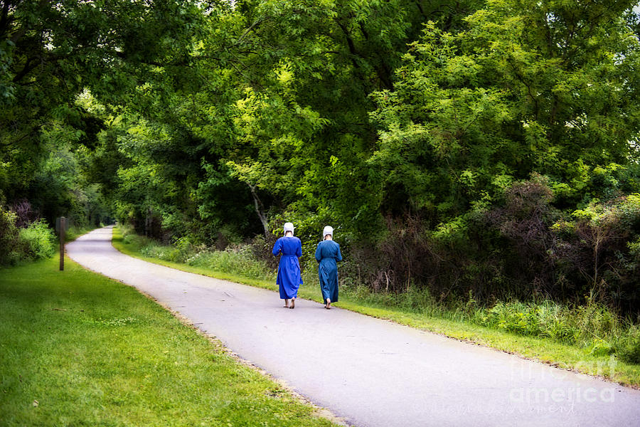 Amish Girls on the Pumpkinvine Trail Photograph by David Arment