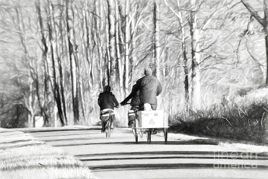 Amish on Pumpkinvine BW Drawing Effect Photograph by David Arment