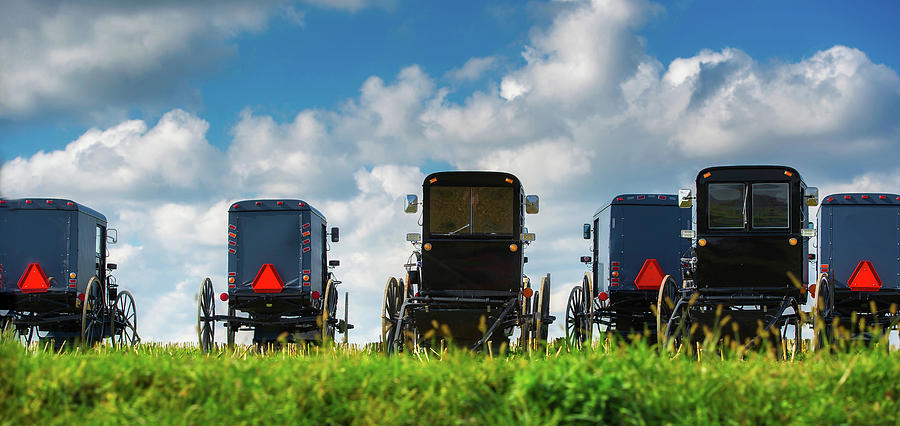 Summer Photograph - Amish Parking Lot by Mountain Dreams