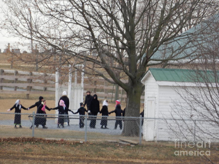 Amish School Children Holding Hands Photograph by Christine Clark