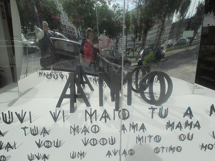 Letters Photograph - AMO I love in a bookshop window in Lisbon by Anamarija Marinovic