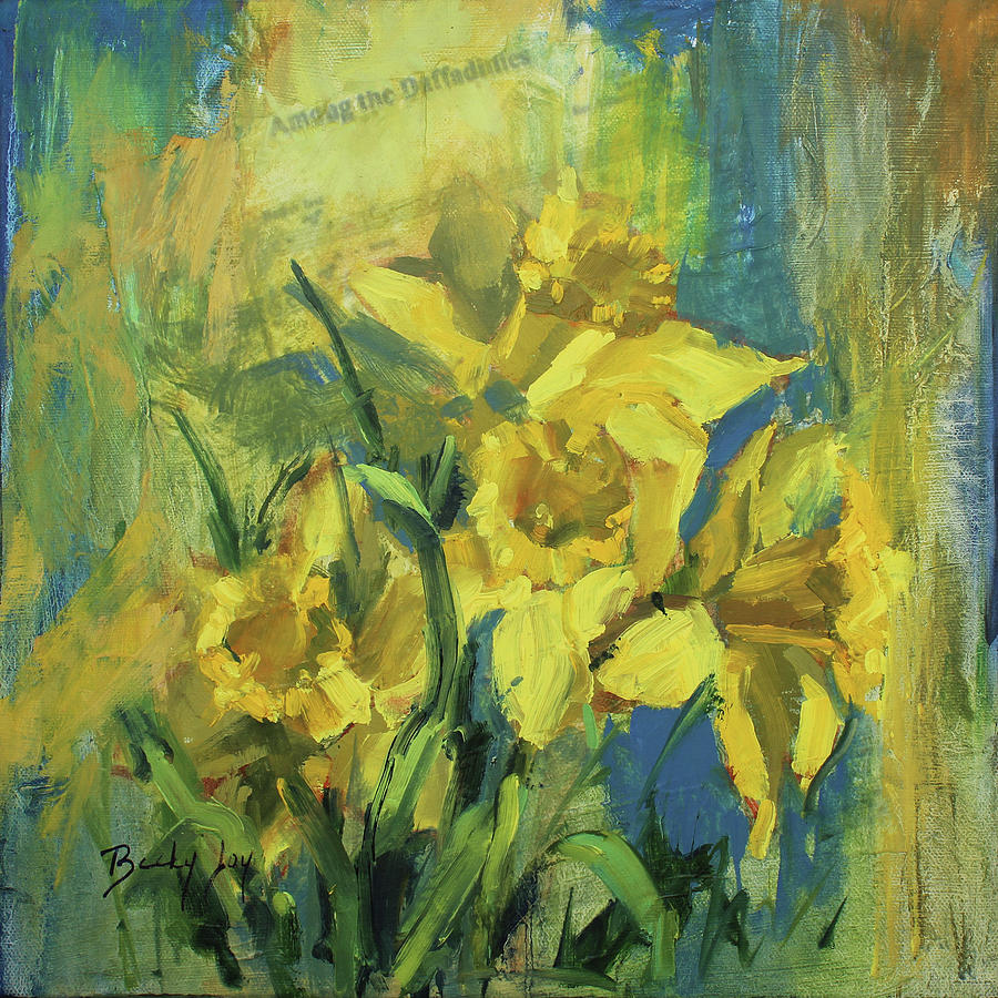 Among the Daffodils Painting by Becky Joy