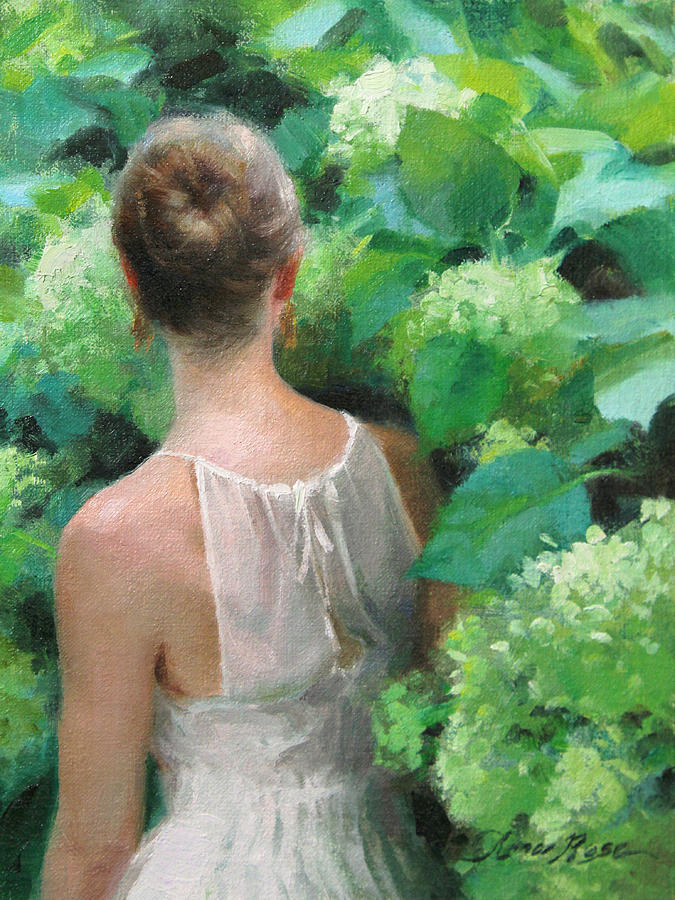 Hydrangeas Painting - Among the Hydrangeas Study  by Anna Rose Bain