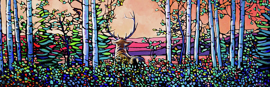 Grazing Deer at Sunset Painting by Alison Thomas Newth - Fine Art
