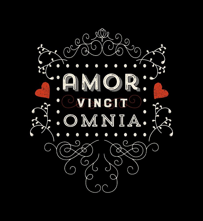 Amor Vincit Omnia Chalkboard Style Digital Art by Antique Images  