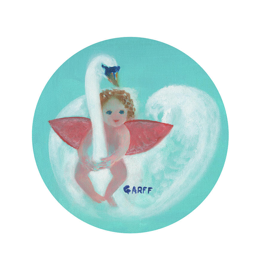Cupid Painting - Amorino with Swan by Enrico Garff Cupid Painting - Amorino with Swan by Enrico Garff
