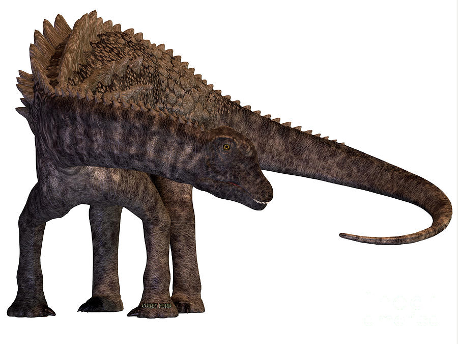 Prehistoric Painting - Ampelosaurus Armored Dinosaur by Corey Ford