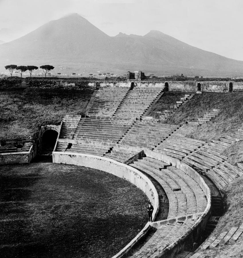 Mountain Photograph - Amphitheater in Pompeii - Italy - c 1926 by International  Images