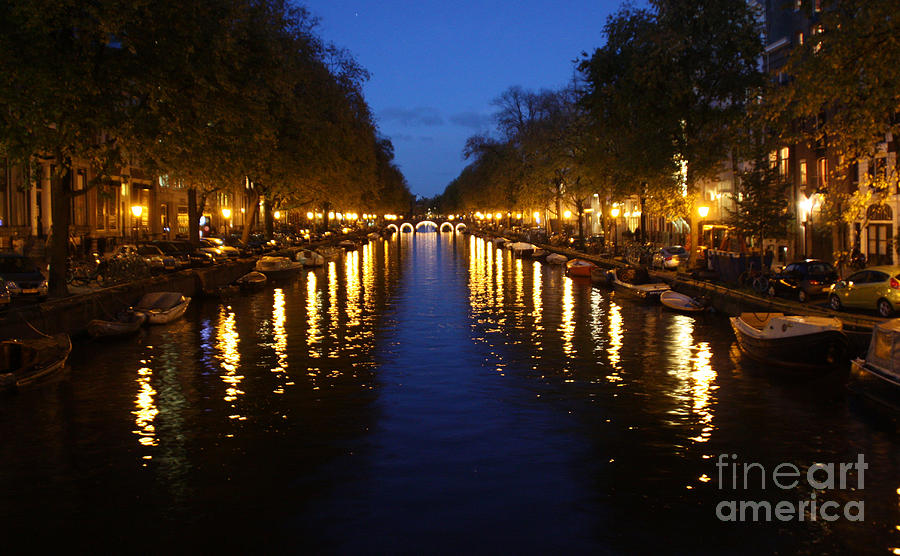 Amsterdam at Night Photograph by Pat Moore
