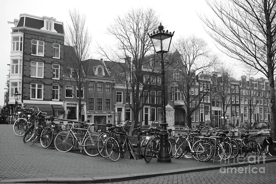 Amsterdam Bikes Black and White Photograph by Carol Groenen