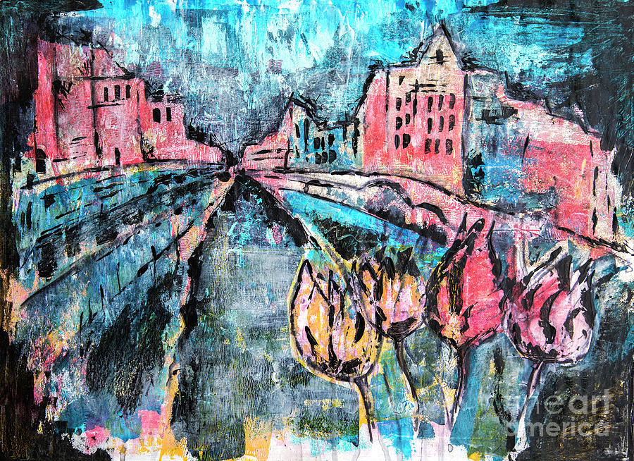 Amsterdam By Acrylic Painting Painting by Ariadna De Raadt