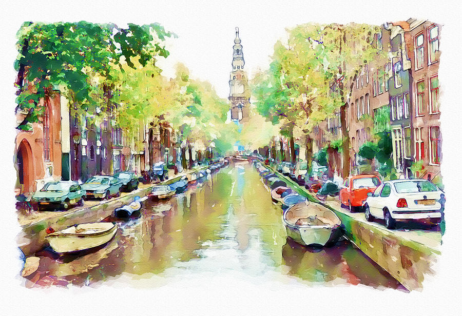 Amsterdam Canal 2 Painting by Marian Voicu