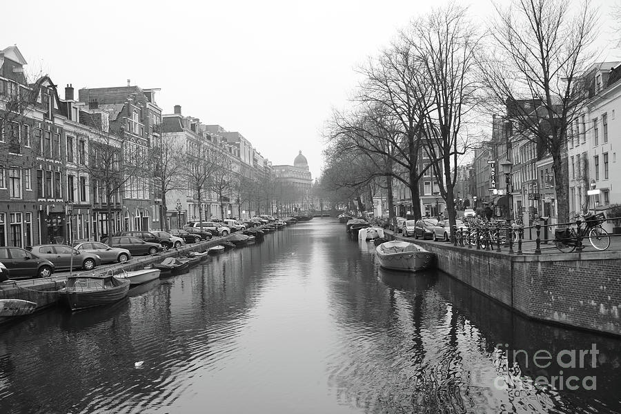 Amsterdam Canal Black and White 2 Photograph by Carol Groenen
