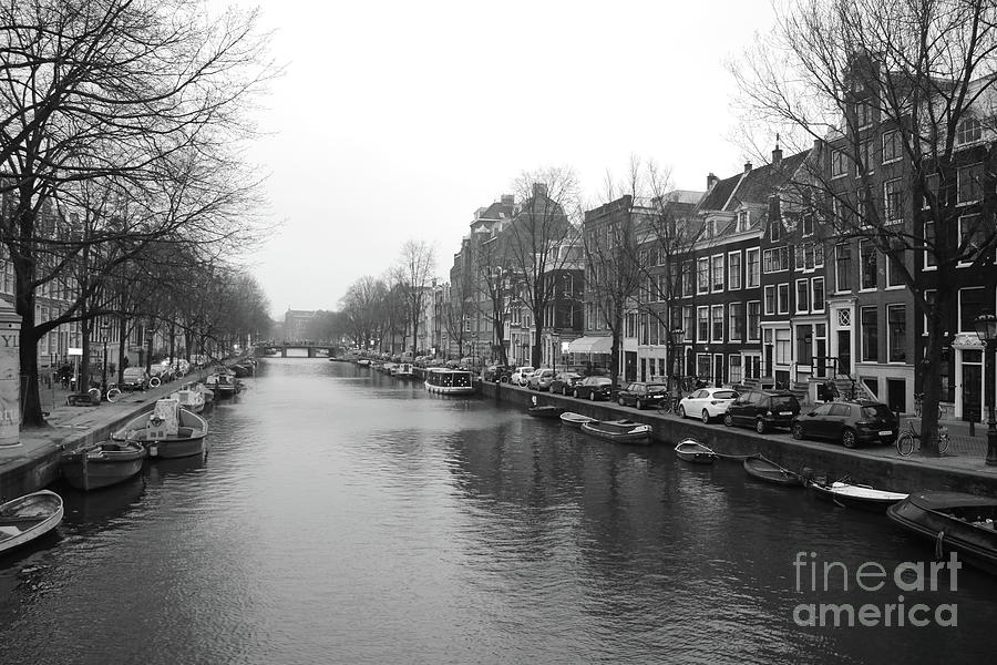 Amsterdam Canal Black and White 3 Photograph by Carol Groenen