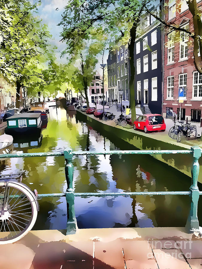 Amsterdam Canal Digital Art by Judy Palkimas