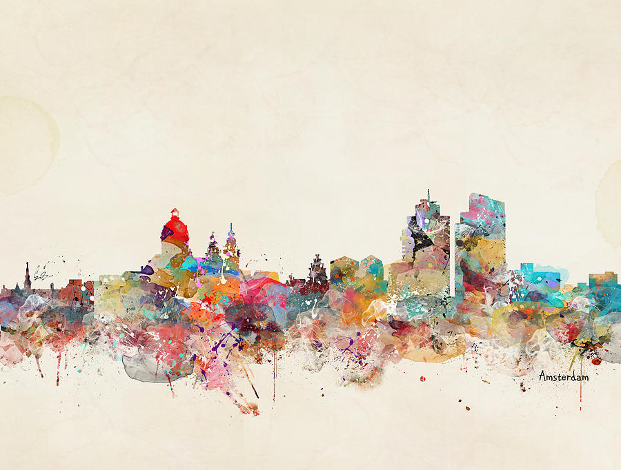 Amsterdam City Skyline Painting by Bri Buckley