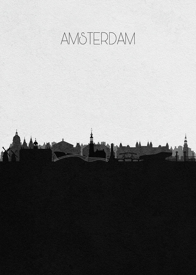 Amsterdam Cityscape Art Drawing by Inspirowl Design