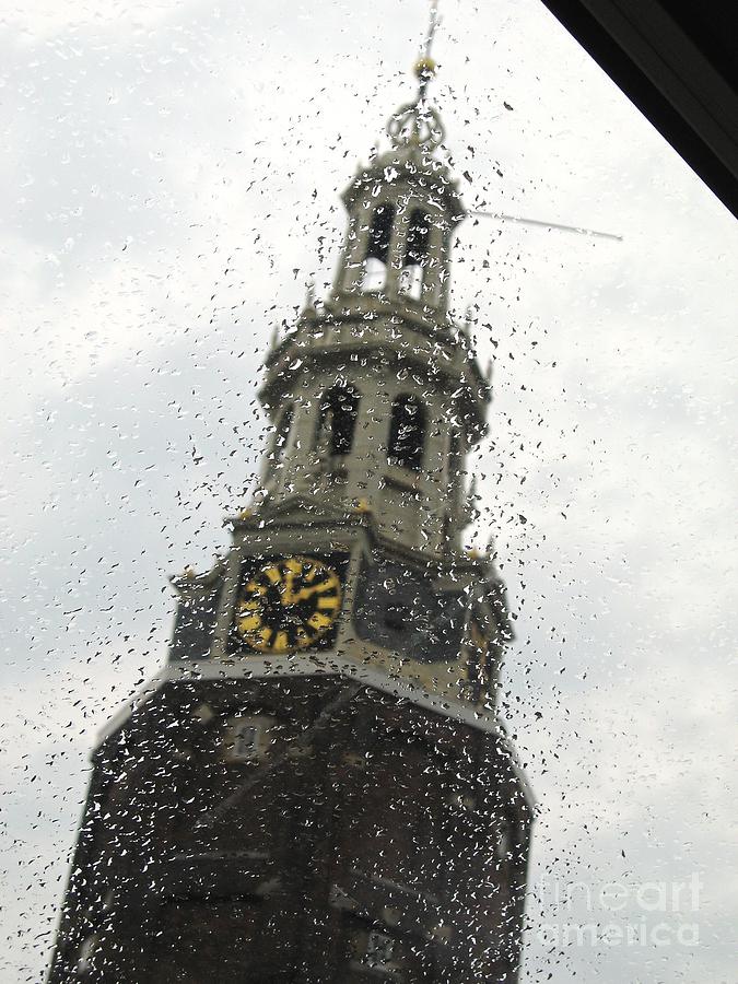 Amsterdam Clock Tower in the Rain Photograph by Phyllis Kaltenbach