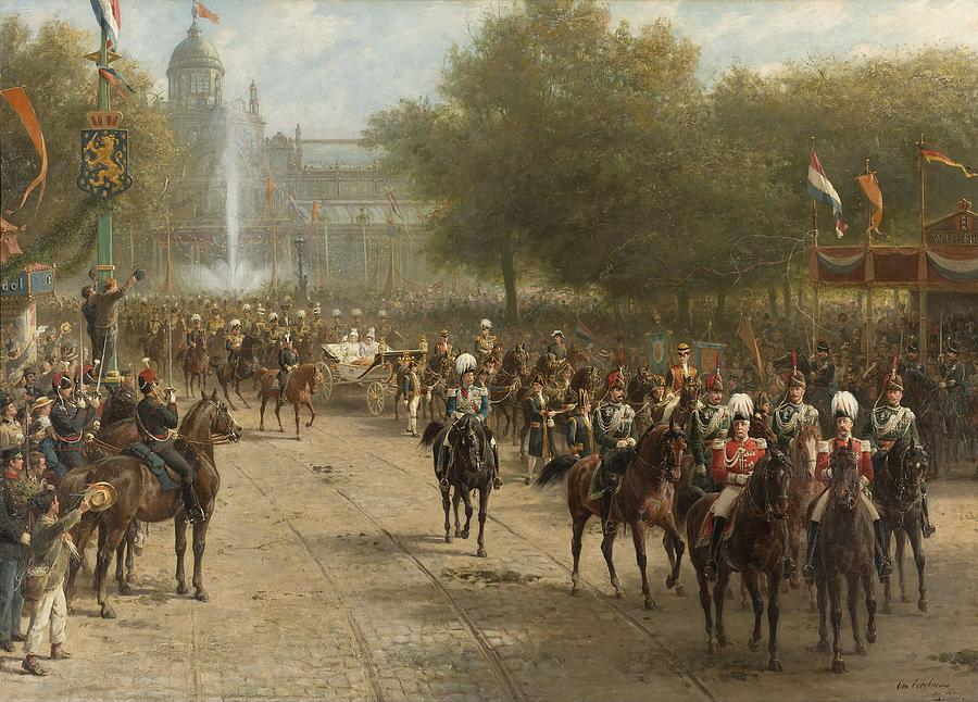 Amsterdam, during the Entry of Queen Wilhelmina, 5 September 1898 Painting by Vincent Monozlay