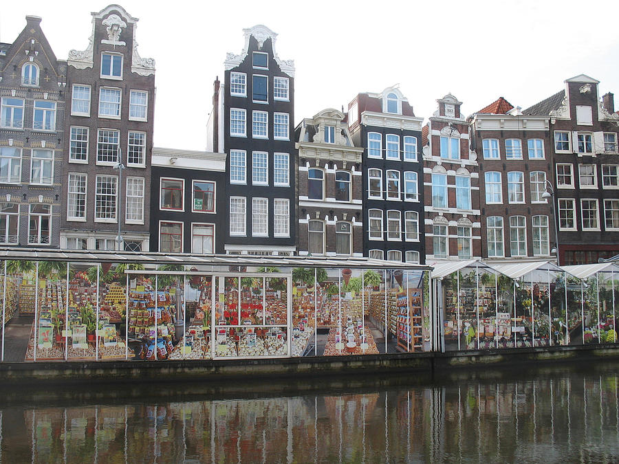 Bridge Photograph - Amsterdam Flower Market by Holland Scenery