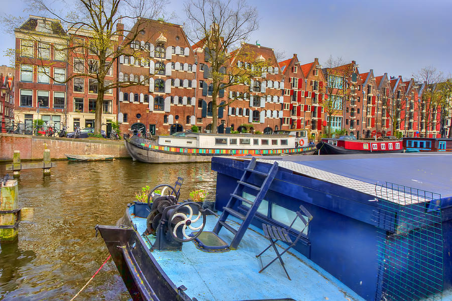 Boat Photograph - Amsterdam Houseboats by Nadia Sanowar