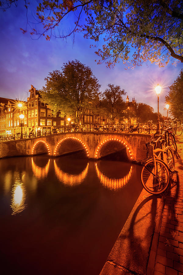 Architecture Photograph - AMSTERDAM Idyllic nightscape from Keizersgracht  by Melanie Viola