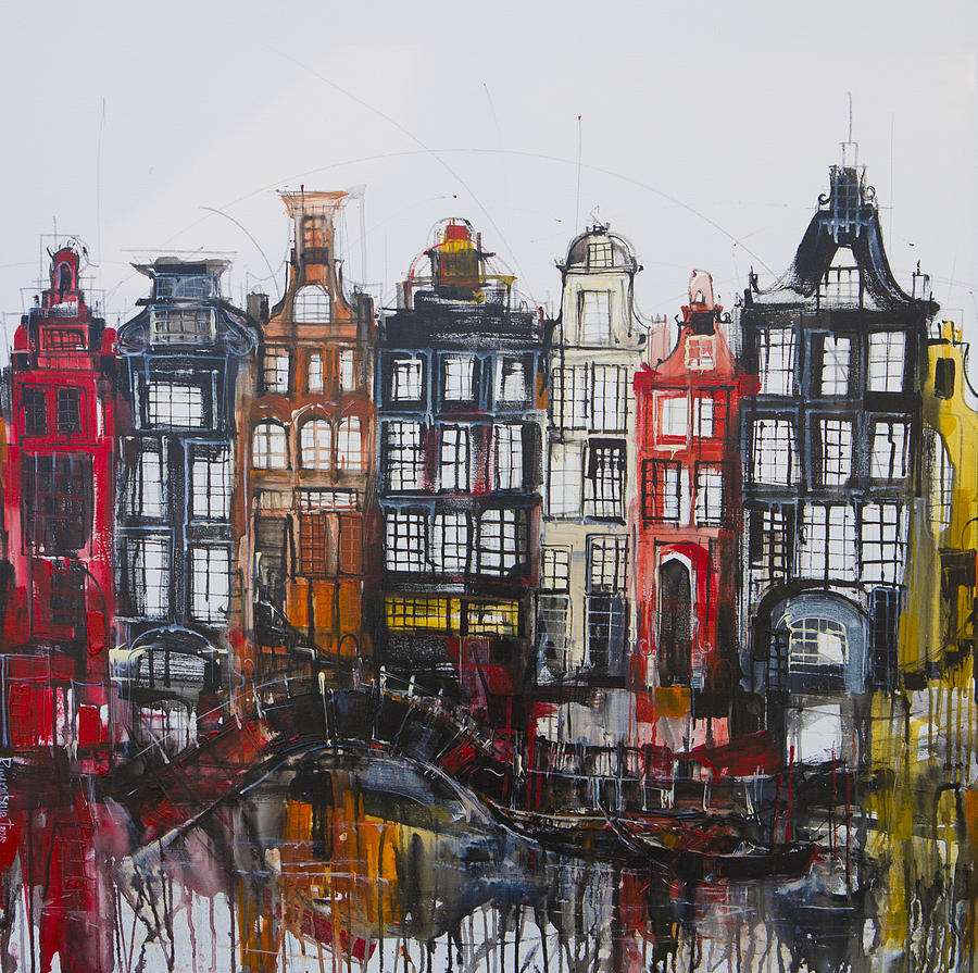 Skyline Painting - Amsterdam by Irina Rumyantseva