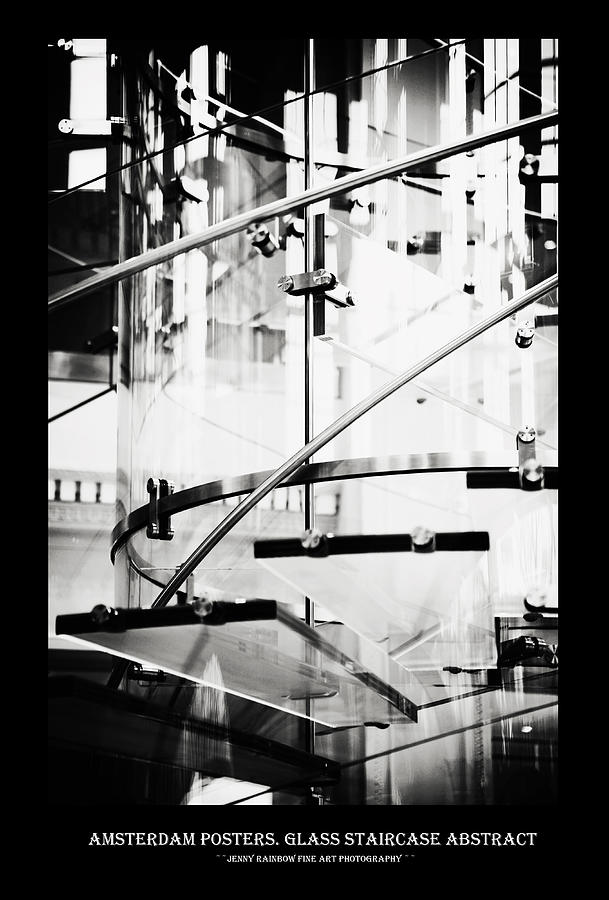 Abstract Photograph - Amsterdam Posters. Glass Staircase Abstract by Jenny Rainbow