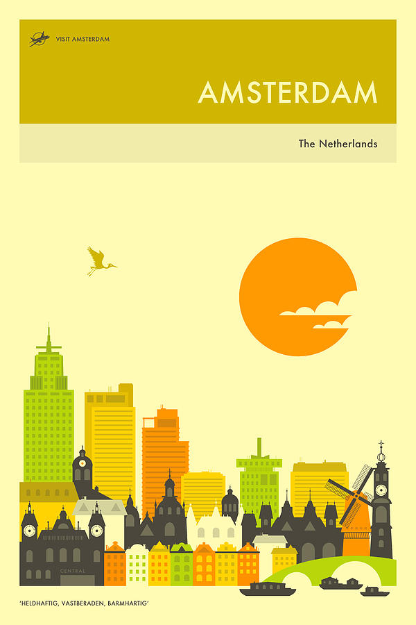 Travel Poster Digital Art - Amsterdam Travel Poster by Jazzberry Blue