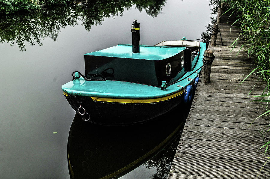 Amsterdam Turquoise Boat Photograph by William Kimble