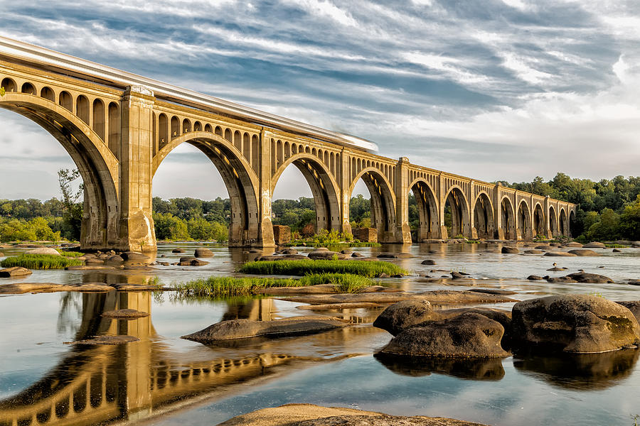 Train Photograph - Amtrak over the James by Tim Wilson