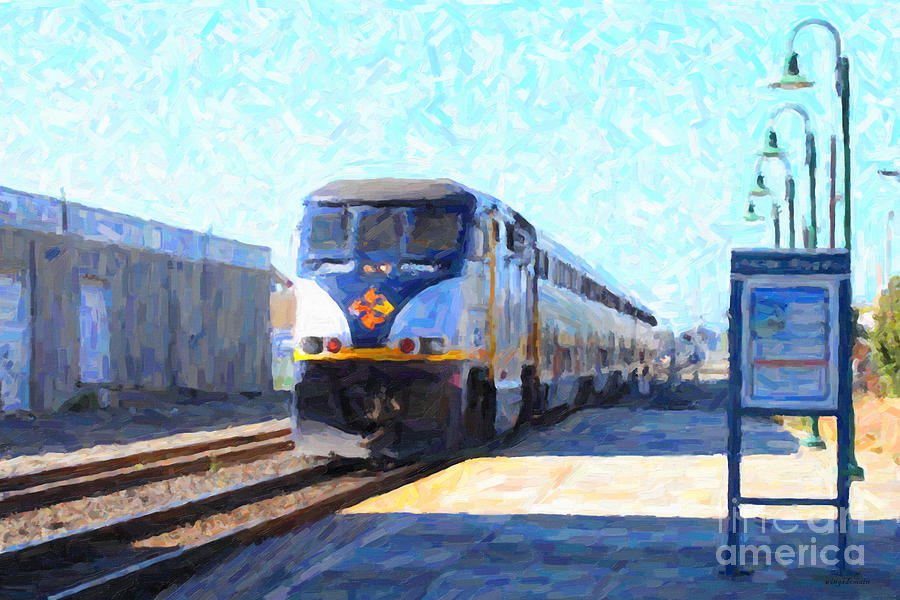 Transportation Photograph - Amtrak Train At The Station by Wingsdomain Art and Photography