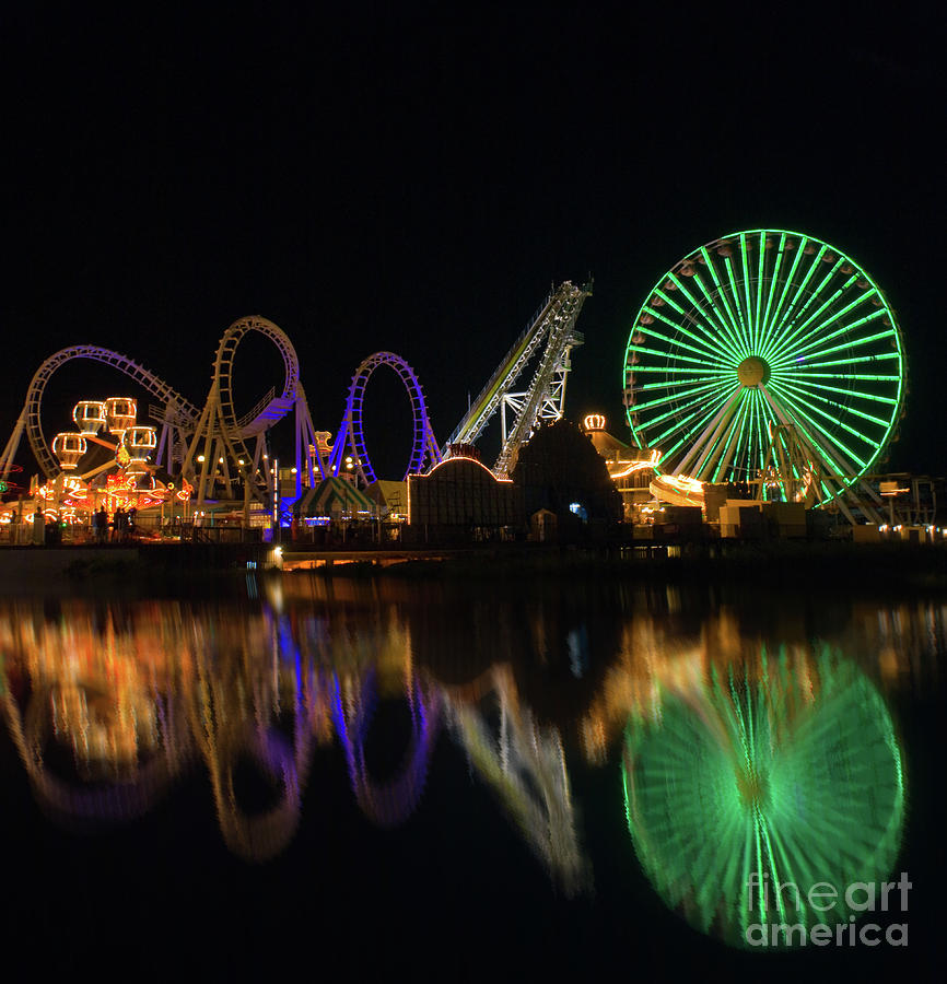 Amusement Pier Reflection Photograph by Anthony Totah