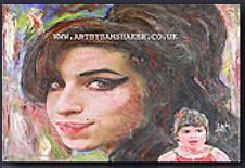 Amy as a child and singer Painting by Sam Shaker