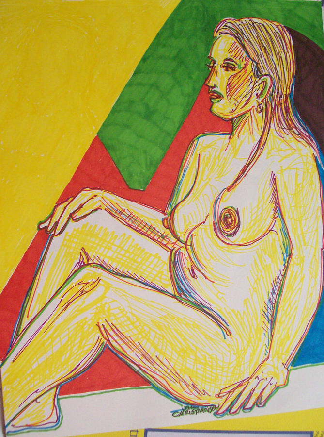 Amy In Colored Inks Drawing by James Christiansen